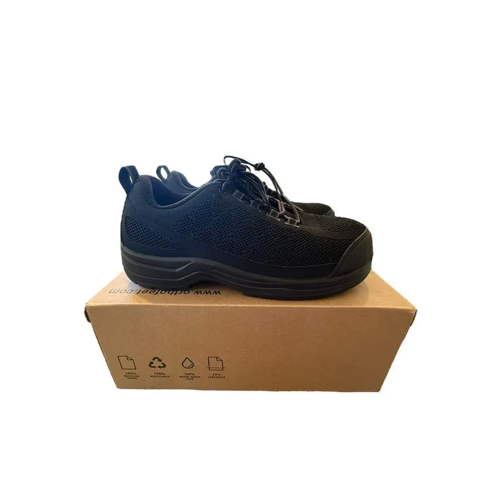 Orthofeet Men's Black Comp-Toe Orthopedic Cobalt Work Shoes Size 7.5